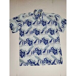 (#7) Rum Reggae short sleeve button front size Men's Medium  Blue And White